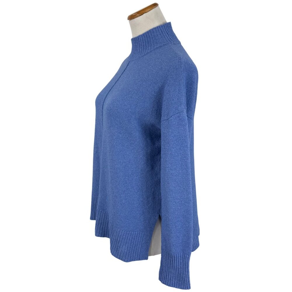Tahari Blue Mock Neck Ribbed Sweater | Coastal Grandmother Quiet Luxury Preppy S - Picture 8 of 16
